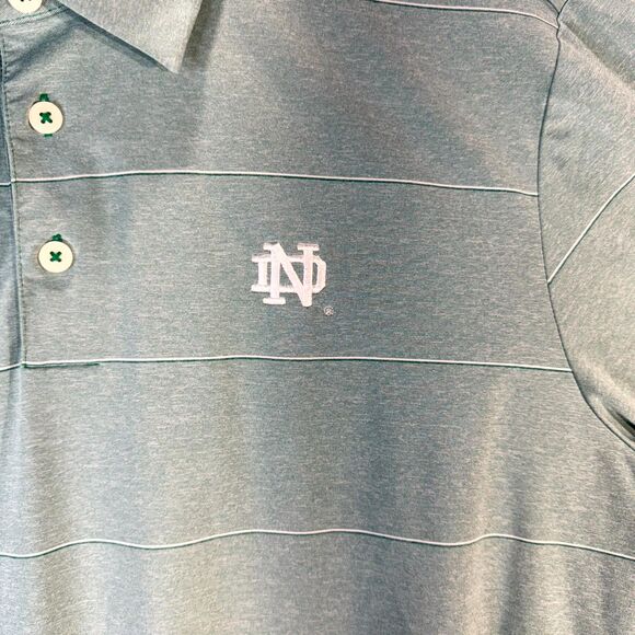 Adidas Golf Climalite Light Green Striped Polo with Notre Dame Logo Mens Size M - Picture 2 of 11